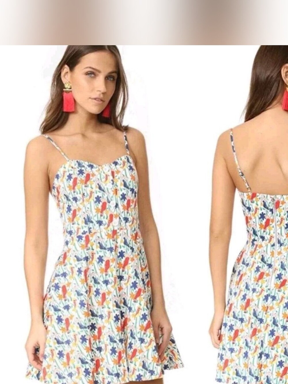 Alice + Olivia White Mini Dress with Multicolor Floral Print